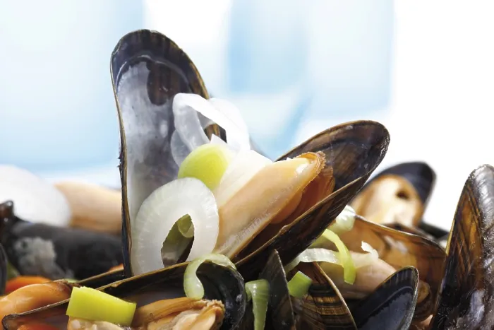 Gerahmter Druck : Musselfleisch und Gemüse Gerahmter Druck : Musselfleisch und Gemüse