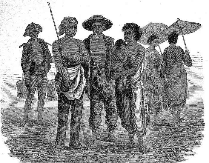 Gerahmter Druck : Bewohner der niedrigeren Stämme auf der Insel Java Gerahmter Druck : Bewohner der niedrigeren Stämme auf der Insel Java