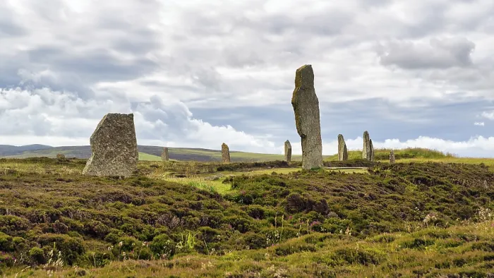 Gerahmter Druck : Neolithische Steinkreis, Ring von Brodgar. Gerahmter Druck : Neolithische Steinkreis, Ring von Brodgar.