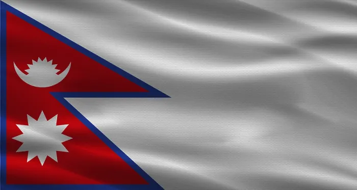 Gerahmter Druck : Nepal-Flag mit Stofftextur Gerahmter Druck : Nepal-Flag mit Stofftextur