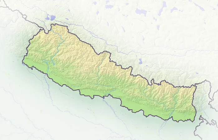 Gerahmter Druck : Nepal, Schattendachreliefkarte. Gerahmter Druck : Nepal, Schattendachreliefkarte.