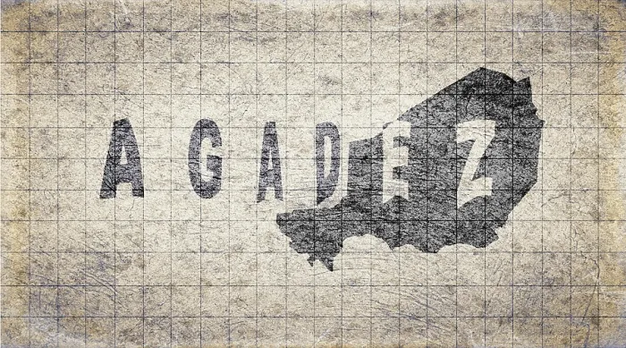 Gerahmter Druck : Niger Agadez Retro Typography Karte Gerahmter Druck : Niger Agadez Retro Typography Karte
