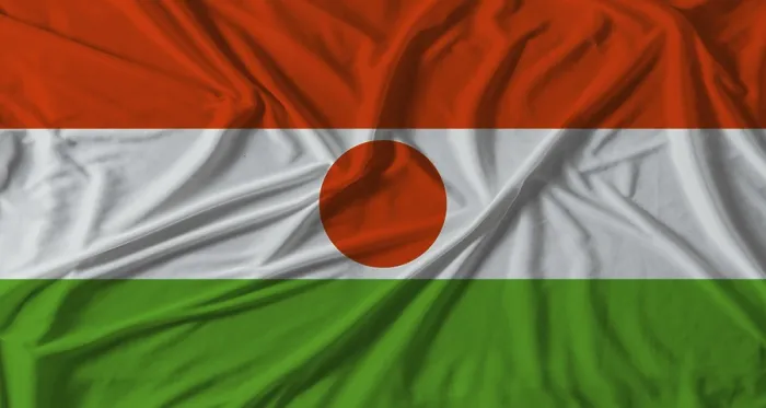 Gerahmter Druck : Niger-Flag mit Stofftextur-Hintergrund. Gerahmter Druck : Niger-Flag mit Stofftextur-Hintergrund.