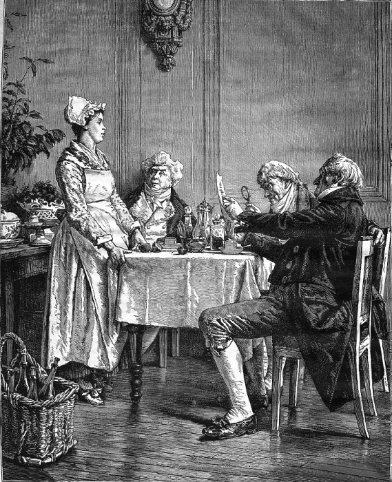 Gerahmter Druck : Forderung, Gemälde von Eugene Leroux. Gerahmter Druck : Forderung, Gemälde von Eugene Leroux.
