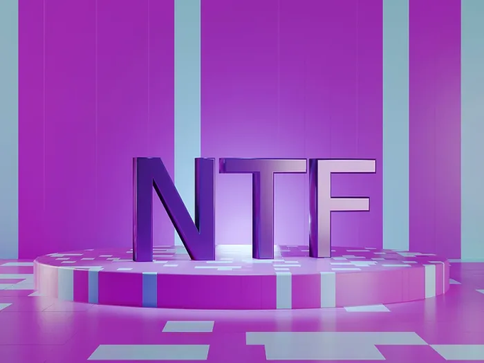 Gerahmter Druck : NTF-Text auf lebendigen Tech-Violett-Hintergrund. Gerahmter Druck : NTF-Text auf lebendigen Tech-Violett-Hintergrund.