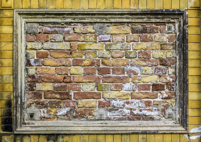 Gerahmter Druck : Alte Backsteinmuster in der Nähe mit Stuckrahmen. Gerahmter Druck : Alte Backsteinmuster in der Nähe mit Stuckrahmen.