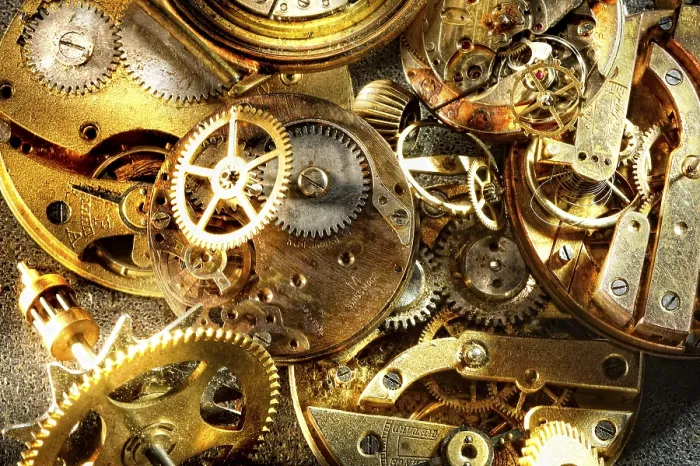 Gerahmter Druck : Altes Uhrwerk, Deutschland. Gerahmter Druck : Altes Uhrwerk, Deutschland.
