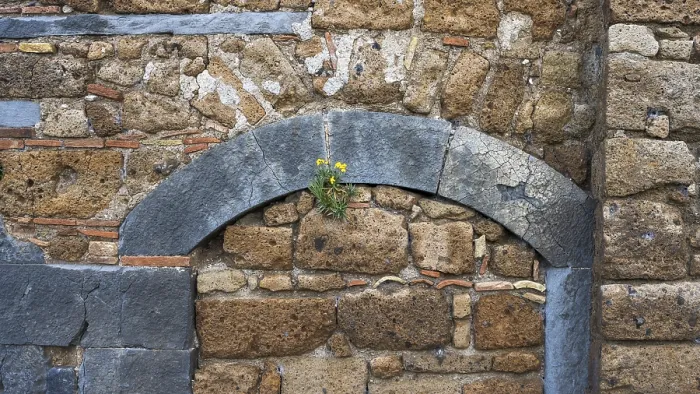 Gerahmter Druck : Ein Detail einer alten Mauer aus Tuff. Gerahmter Druck : Ein Detail einer alten Mauer aus Tuff.
