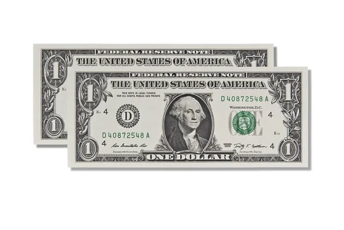 Gerahmter Druck : Zwei Ein-Dollar-Scheine Gerahmter Druck : Zwei Ein-Dollar-Scheine