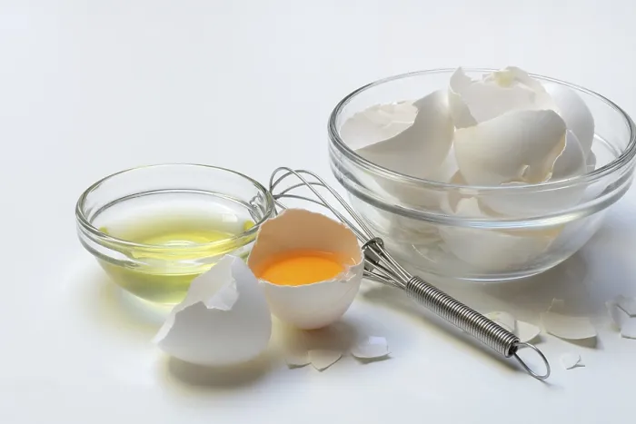 Gerahmter Druck : Ei einer Hühner öffnen, Eigelb in der Schale und Eischalen Ei einer Hühner öffnen Gerahmter Druck : Ei einer Hühner öffnen, Eigelb in der Schale und Eischalen Ei einer Hühner öffnen