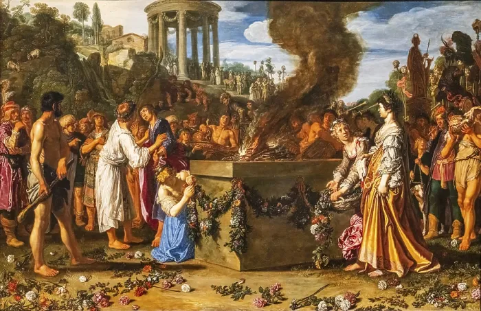 Gerahmter Druck : Orestes und Pylades streiten am Altar. Gerahmter Druck : Orestes und Pylades streiten am Altar.