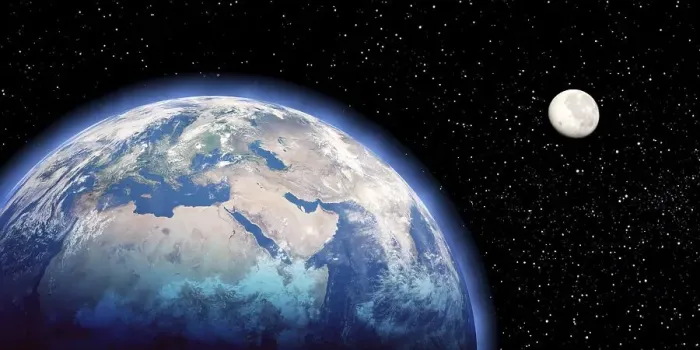 Gerahmter Druck : Die Erde, der Mond und das Weltall Gerahmter Druck : Die Erde, der Mond und das Weltall