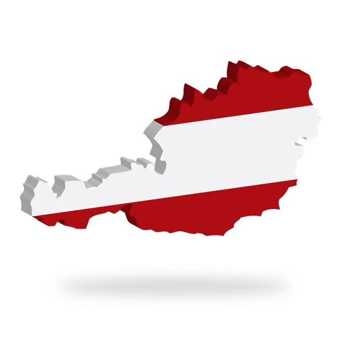 Gerahmter Druck : Wappen und Flagge Österreichs, 3D, schwebend. Gerahmter Druck : Wappen und Flagge Österreichs, 3D, schwebend.