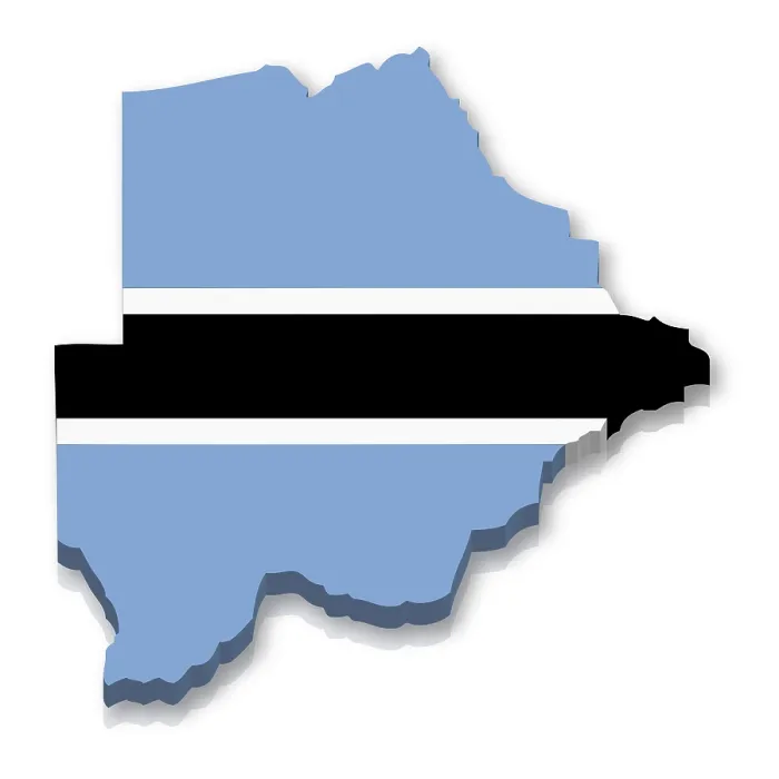 Gerahmter Druck : Wappen und Flagge von Botswana, 3D. Gerahmter Druck : Wappen und Flagge von Botswana, 3D.