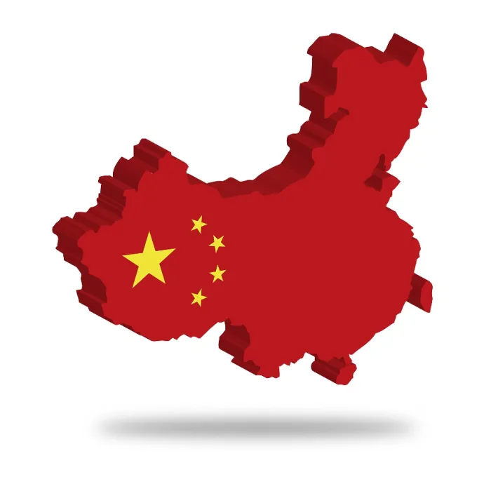 Gerahmter Druck : Chinas Wappen und Flagge, 3D, schwebend. Gerahmter Druck : Chinas Wappen und Flagge, 3D, schwebend.