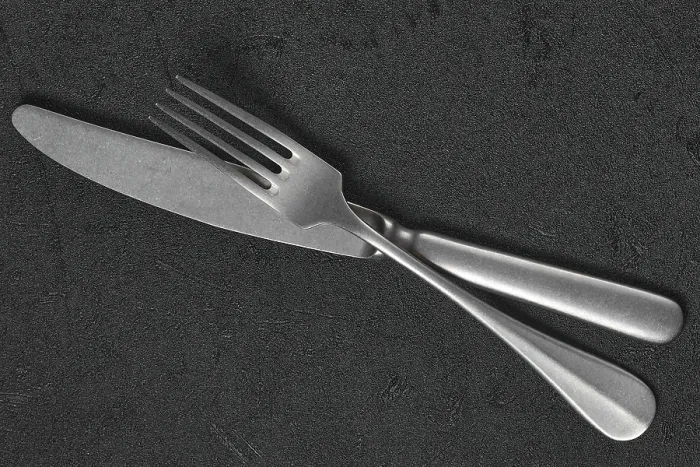 Gerahmter Druck : Überblicksansicht von Gabel und Messer. Gerahmter Druck : Überblicksansicht von Gabel und Messer.