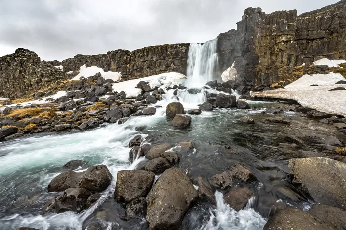 Gerahmter Druck : Oxararfoss-Wasserfall Gerahmter Druck : Oxararfoss-Wasserfall