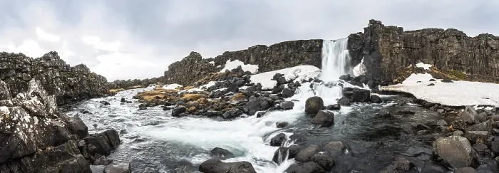 Gerahmter Druck : Oxararfoss-Wasserfall, Oxara-Fluss, Thingvellir-Nationalpark, Golden Circle, Südregion, Island Gerahmter Druck : Oxararfoss-Wasserfall, Oxara-Fluss, Thingvellir-Nationalpark, Golden Circle, Südregion, Island