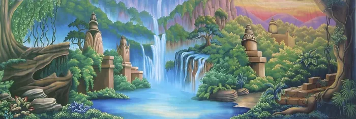 Gerahmter Druck : Bildhintergrund von Fluss und Dschungel. Gerahmter Druck : Bildhintergrund von Fluss und Dschungel.