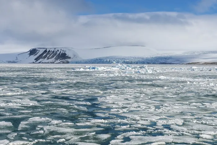 Gerahmter Druck : Palanderbukta-Bucht, Packeis-Muster. Gerahmter Druck : Palanderbukta-Bucht, Packeis-Muster.