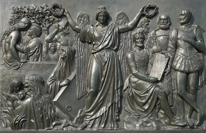 Gerahmter Druck : Plakat am Goethe-Denkmal, RoBmarkt