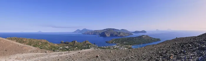 Gerahmter Druck : Panoramabild, Blick vom Krater.