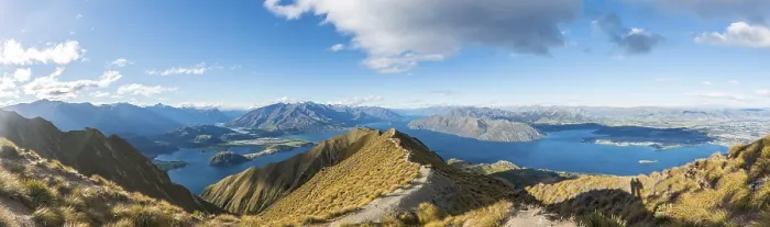 Gerahmter Druck : Panoramablick, Berg- und Seenblick Gerahmter Druck : Panoramablick, Berg- und Seenblick