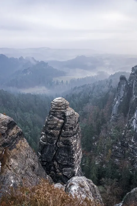 Gerahmter Druck : Panoramablick auf die Elbsandsteingebirge.