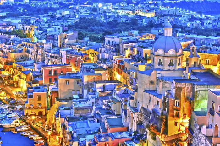 Gerahmter Druck : Panoramablick auf die Insel Procida Gerahmter Druck : Panoramablick auf die Insel Procida