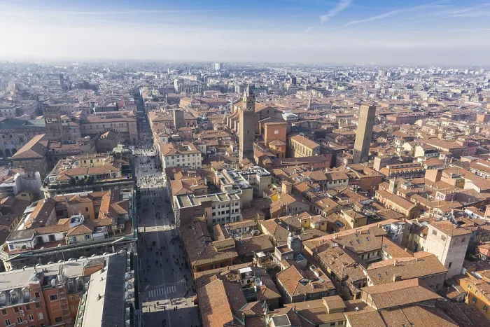 Gerahmter Druck : Panoramablick vom Torre degli Asinelli. Gerahmter Druck : Panoramablick vom Torre degli Asinelli.