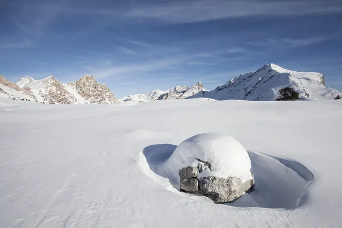 Gerahmter Druck : Paraispitze Berg im Winter, St.