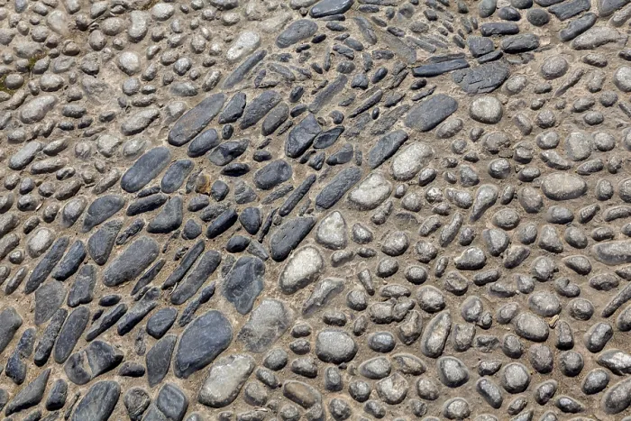 Gerahmter Druck : Kieselpflaster, Hintergrund, Textur. Gerahmter Druck : Kieselpflaster, Hintergrund, Textur.