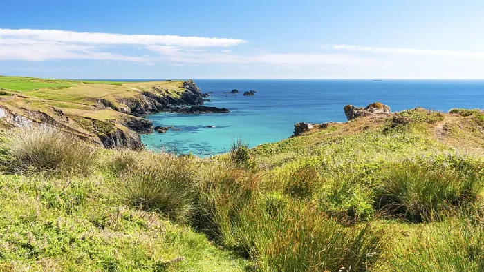 Gerahmter Druck : Pentreath Beach und Klippen, Cornwall Gerahmter Druck : Pentreath Beach und Klippen, Cornwall