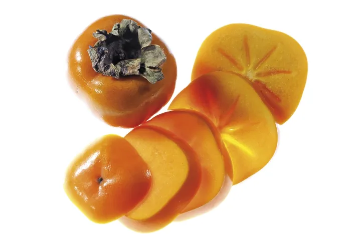 Gerahmter Druck : Persimmon, ganz und geschnitten. Gerahmter Druck : Persimmon, ganz und geschnitten.
