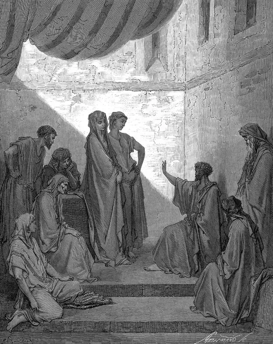 Gerahmter Druck : Peter im Hause des Cornelius in Caesarea. Gerahmter Druck : Peter im Hause des Cornelius in Caesarea.