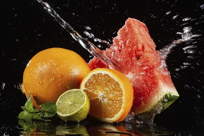 Gerahmter Druck : Stück Wassermelone, Grapefruit Gerahmter Druck : Stück Wassermelone, Grapefruit