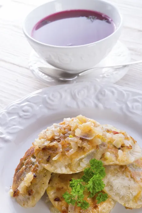 Gerahmter Druck : Pierogi mit Fleisch Gerahmter Druck : Pierogi mit Fleisch