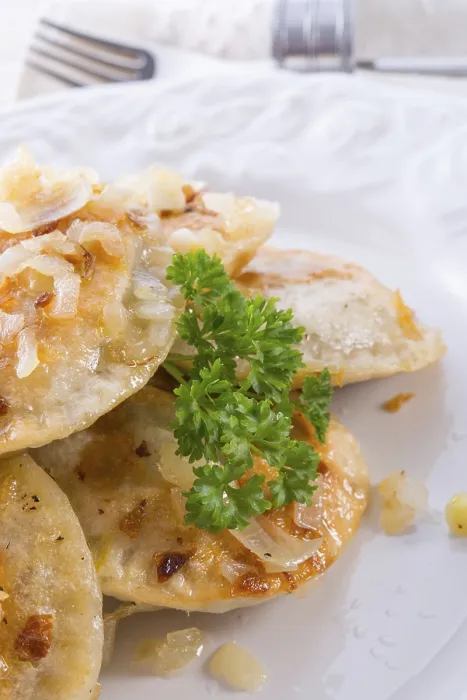 Gerahmter Druck : Pierogi mit Fleisch Gerahmter Druck : Pierogi mit Fleisch