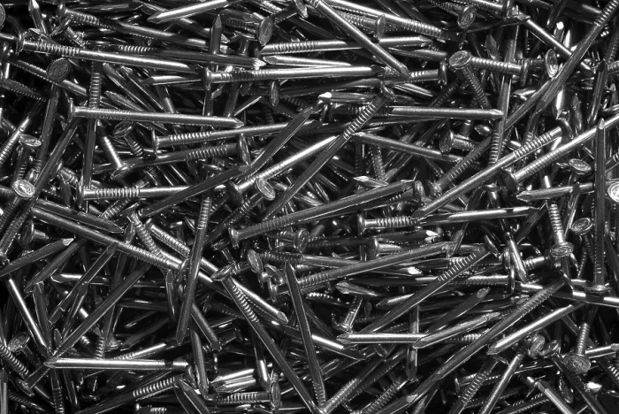 Gerahmter Druck : Nagelhaufen, Nahansicht Gerahmter Druck : Nagelhaufen, Nahansicht