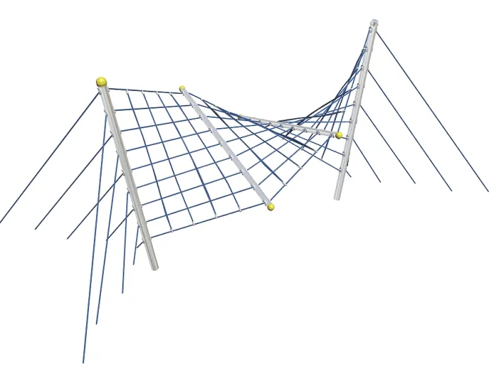 Gerahmter Druck : Blaues Kletternetz in 3D-Illustration Gerahmter Druck : Blaues Kletternetz in 3D-Illustration