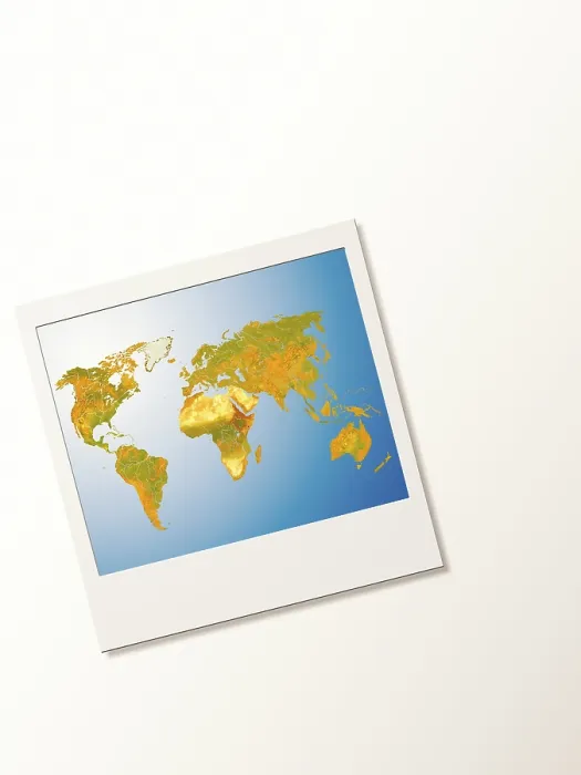 Gerahmter Druck : Polaroid mit Weltkarte Gerahmter Druck : Polaroid mit Weltkarte