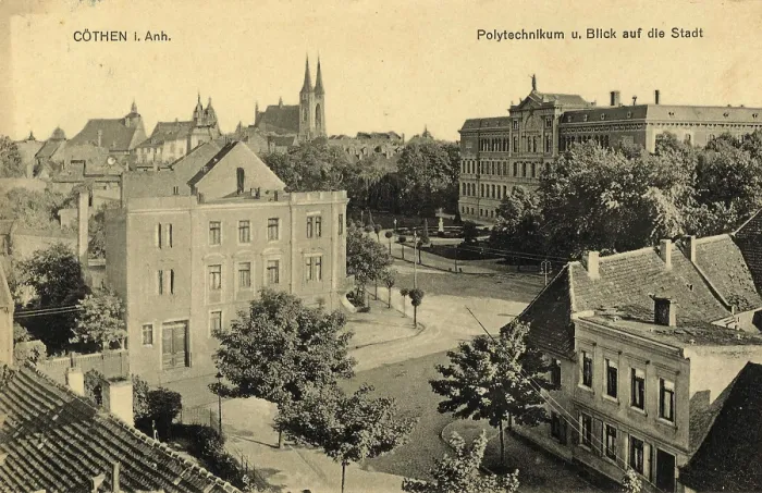 Gerahmter Druck : Polytechnische Schule in Köthen (Anhalt), um 1910 Gerahmter Druck : Polytechnische Schule in Köthen (Anhalt), um 1910