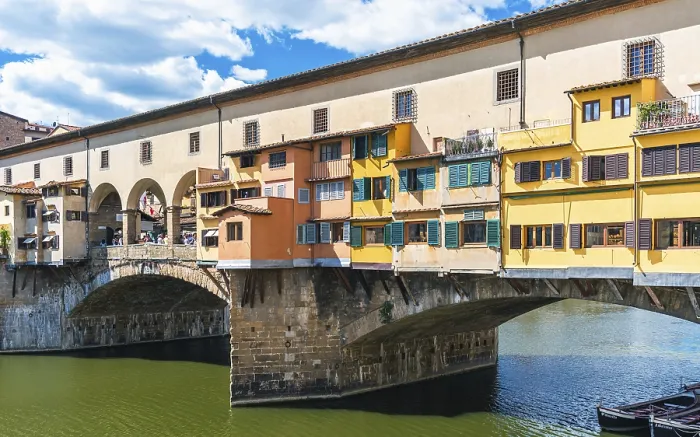 Gerahmter Druck : Ponte Vecchio Brücke über den Arno-Fluss Gerahmter Druck : Ponte Vecchio Brücke über den Arno-Fluss