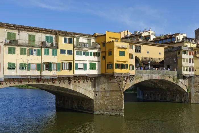 Gerahmter Druck : Ponte Vecchio, Arno-Fluss, Florenz