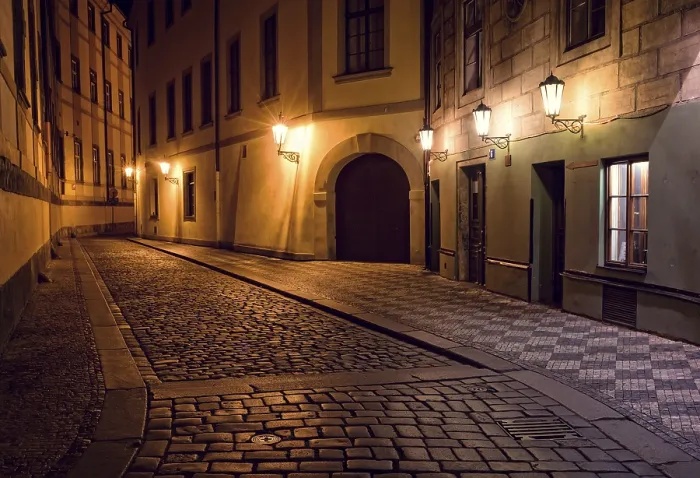 Gerahmter Druck : Prag bei Nacht