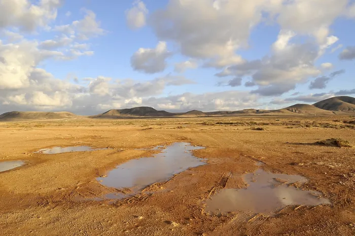 Gerahmter Druck : Schlammschichten nach Regenfällen in El Cotillo. Gerahmter Druck : Schlammschichten nach Regenfällen in El Cotillo.
