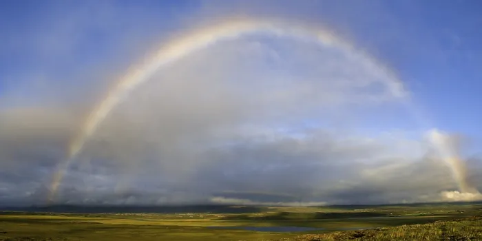 Gerahmter Druck : Regenbogen, Heradsfloi-Bucht Gerahmter Druck : Regenbogen, Heradsfloi-Bucht