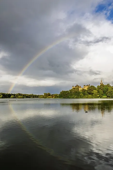 Gerahmter Druck : Regenbogen über Linlithgow Palace Gerahmter Druck : Regenbogen über Linlithgow Palace