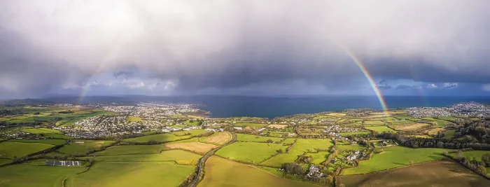 Gerahmter Druck : Regenbogen über Paignton und Brixham Gerahmter Druck : Regenbogen über Paignton und Brixham