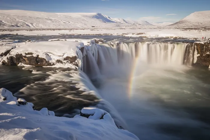 Gerahmter Druck : Regenbogen am Wasserfall Gooafoss Gerahmter Druck : Regenbogen am Wasserfall Gooafoss